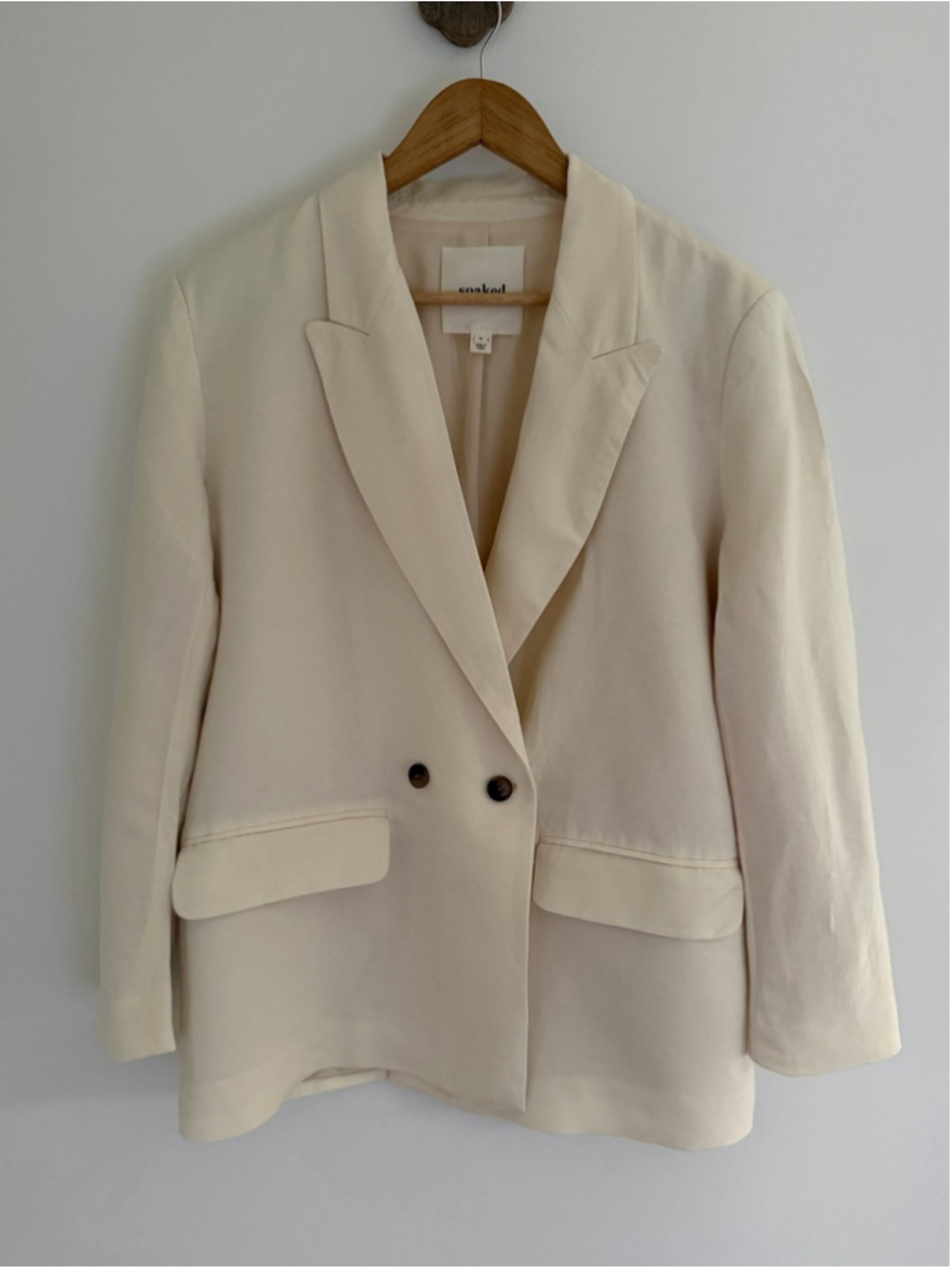 Soaked in Luxury Ragna Linen Blend Blazer M Pearled Ivory